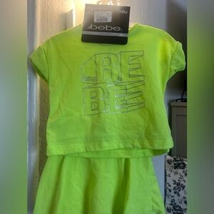 Neon Yellow Bebe Girls Shorts set